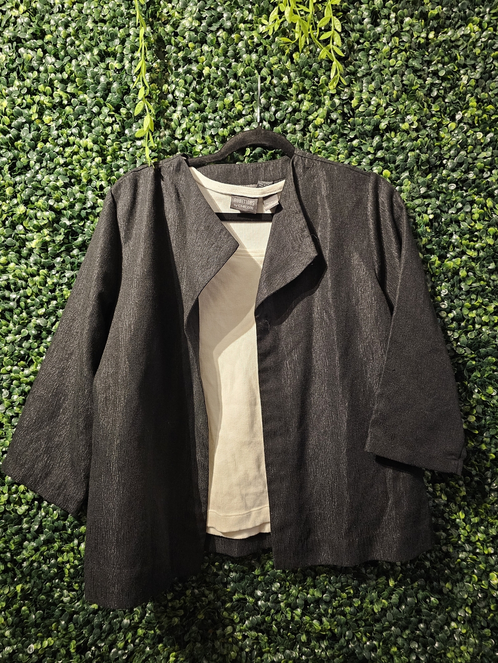 Additions By Chico's Black Open-Front Jacket